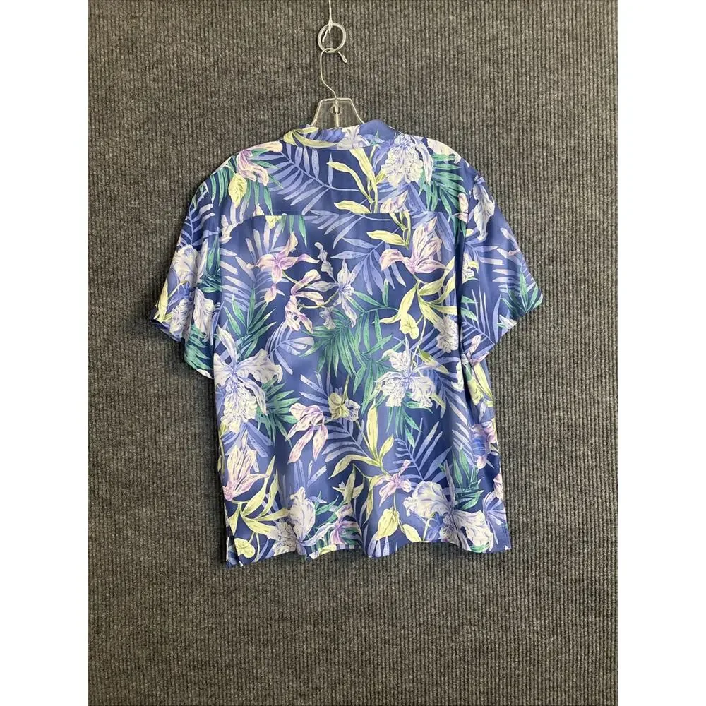 Kriss Kross Womens Floral Tropical Button Up Shirt Size 16 Silk Cruise Resort
